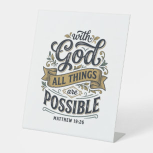 Signe De Table Avec Dieu Toutes Choses Sont Possibles Vintage Chr