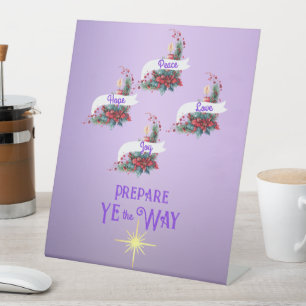 Signe De Table Avent Préparez Ye The Way Wreath 4 bougies
