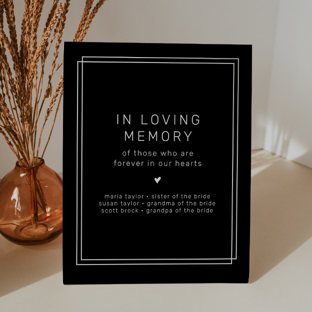 Signe De Table AVERA Black In Loving Mémoire Mariage Memorial (AVERY Black In Loving Memory Wedding Memorial Pedestal Sign)