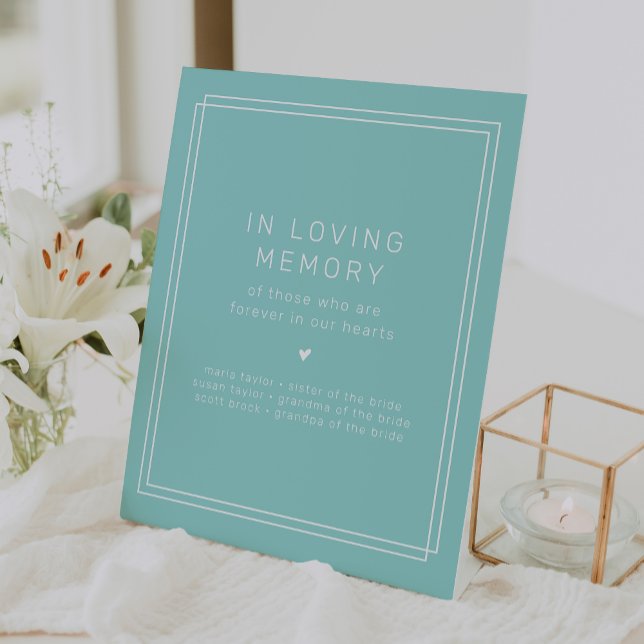 Signe De Table AVERA Mint Green In Loving Memory Mariage Memorial (AVERY Mint Green In Loving Memory Wedding Memorial Pedestal Sign)