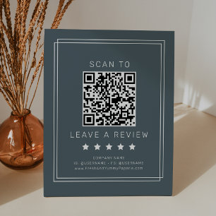 Signe De Table AVERY Bleu Nuit Foncé Code QR Laissez un commentai