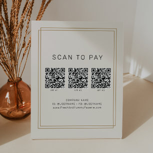 Signe De Table AVERY Chic Or Noir Affaires Code QR Scan Pour Paye