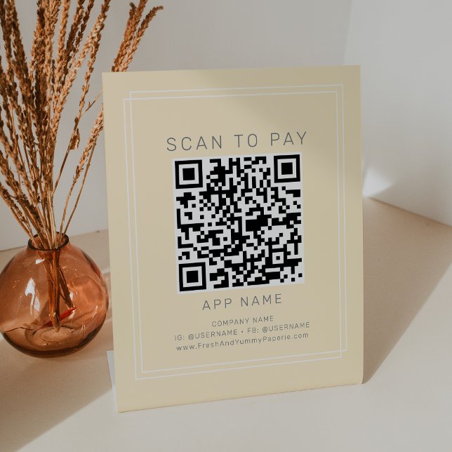 Signe De Table AVERY Simple Beurre Jaune Affaires Scanner Pour Pa (AVERY Simple Butter Yellow Business Scan To Pay Pedestal Sign)