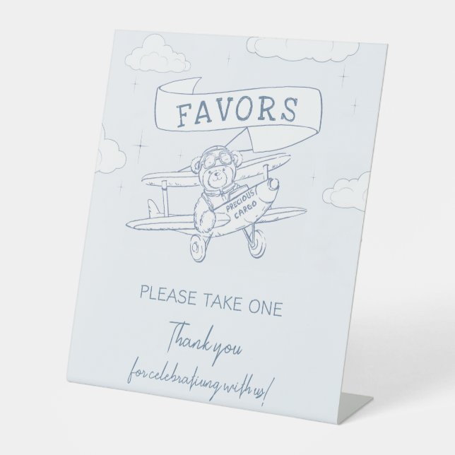 Signe De Table Aviator Pilot Precious Cargo Baby Shower Favors (Recto)