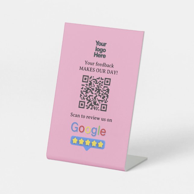 Signe De Table Avis Google | Code QR de lien de révision d'entrep (Recto)
