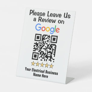 Signe De Table Avis Google QR pour l'entreprise d'électricien