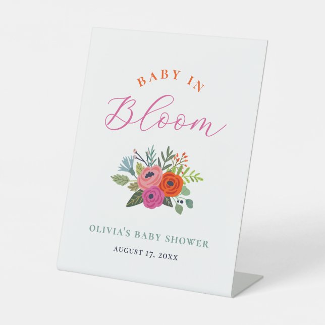 Signe De Table Baby in Bloom Bright Floral Baby shower Welcome (Recto)