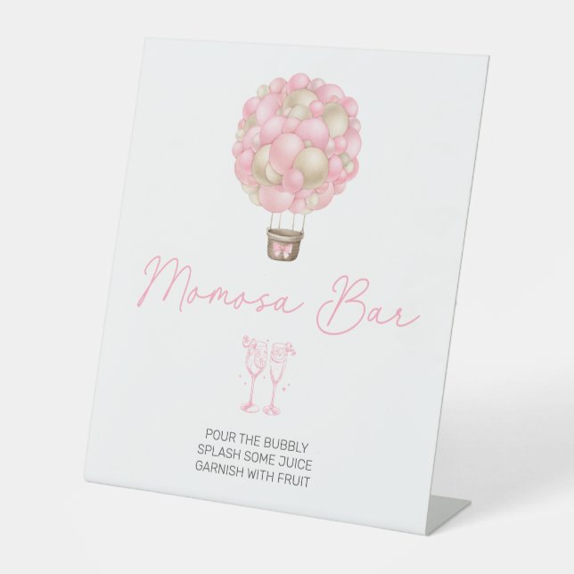 Signe De Table Baby shower à bulle rose chaud Momosa Bar (Recto)