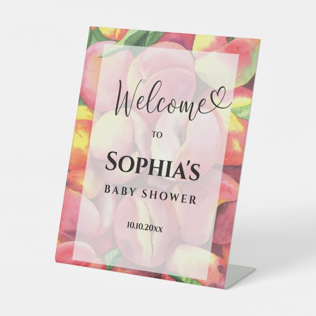 Signe De Table Baby shower aquarelle pêches  (Recto)