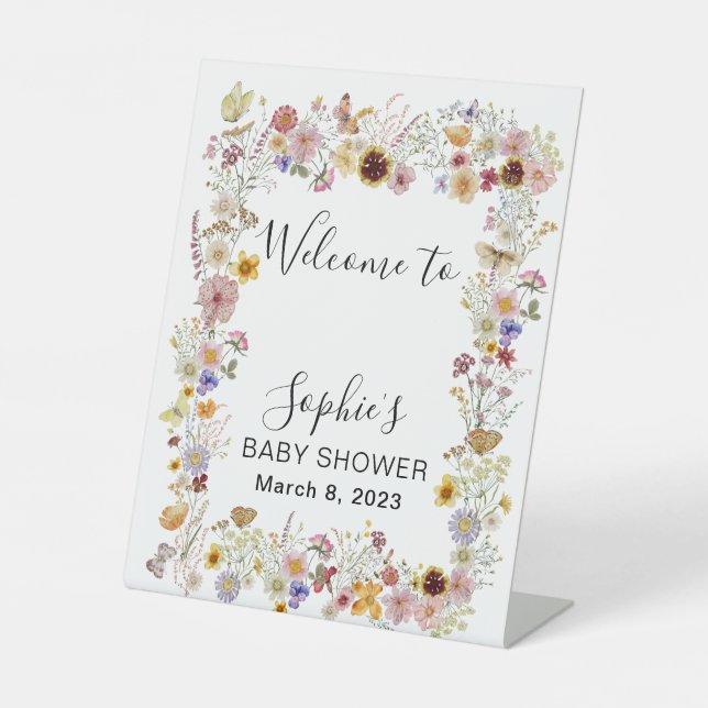 Signe De Table Baby shower Bébé En Fleur Jardin Papillons (Recto)