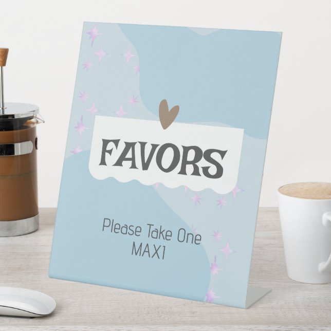 Signe De Table Baby shower bleu clair moderne en faveur (In SItu)