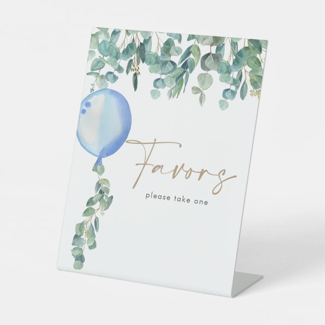 Signe De Table Baby shower bleu Eucalyptus Faveurs (Recto)
