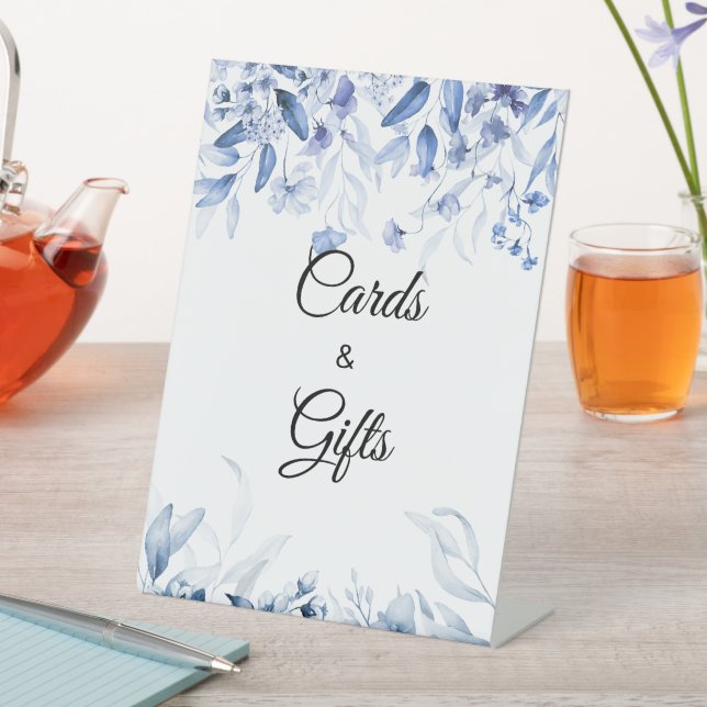 Signe De Table Baby shower bleu Floral Carte & Cadeaux (In SItu)