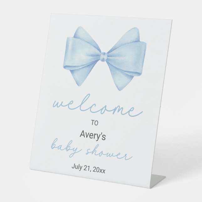 Signe De Table Baby shower Blue Bow (Recto)