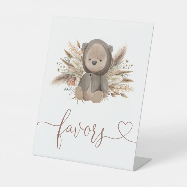 Signe De Table Baby shower Boho Bear : faveurs (Recto)