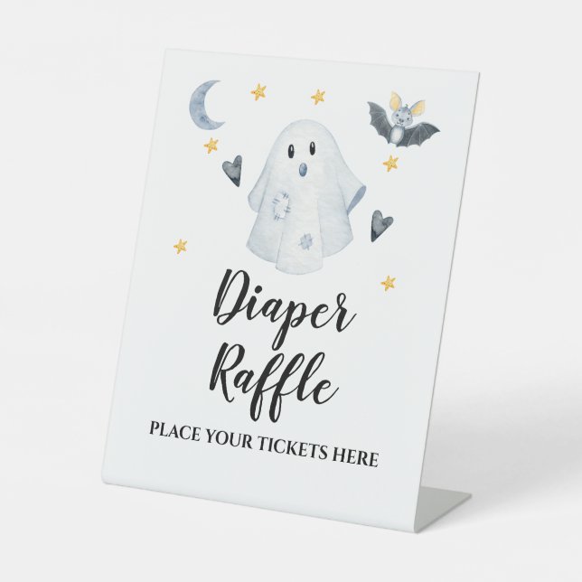 Signe De Table Baby Shower Couches Diaper Raffle Halloween Fantôm (Recto)