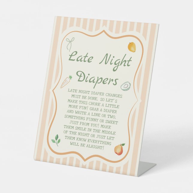 Signe De Table Baby shower Cultivé Localement Late Night Diapers  (Recto)