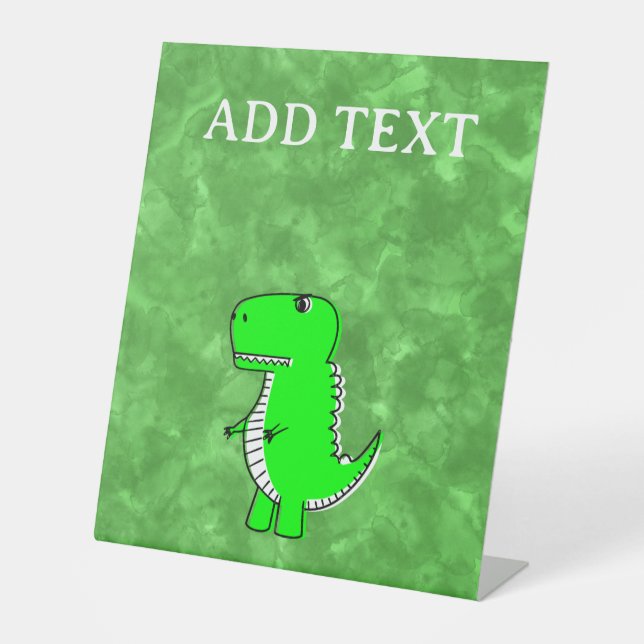 Signe De Table Baby shower d'aquarelle Dino vert (Recto)