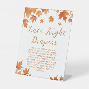 Signe De Table Baby shower d'automne tard de nuit Diapeurs jeu