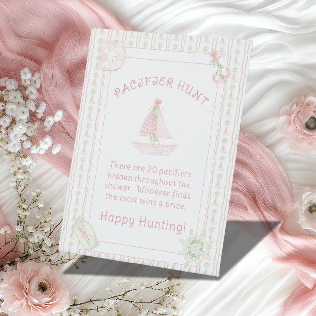 Signe De Table Baby shower de chasse de la petite fille rose naut (Créateur téléchargé)