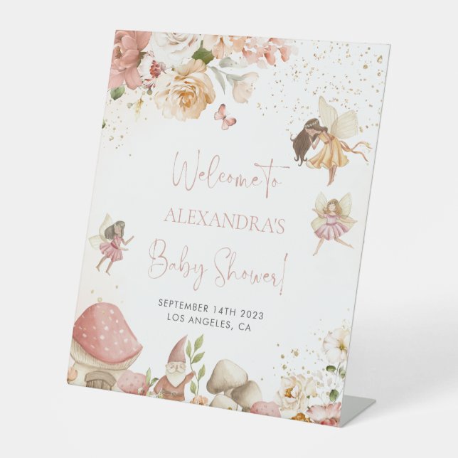 Signe De Table Baby shower de fée magique Affiche de bienvenue (Recto)