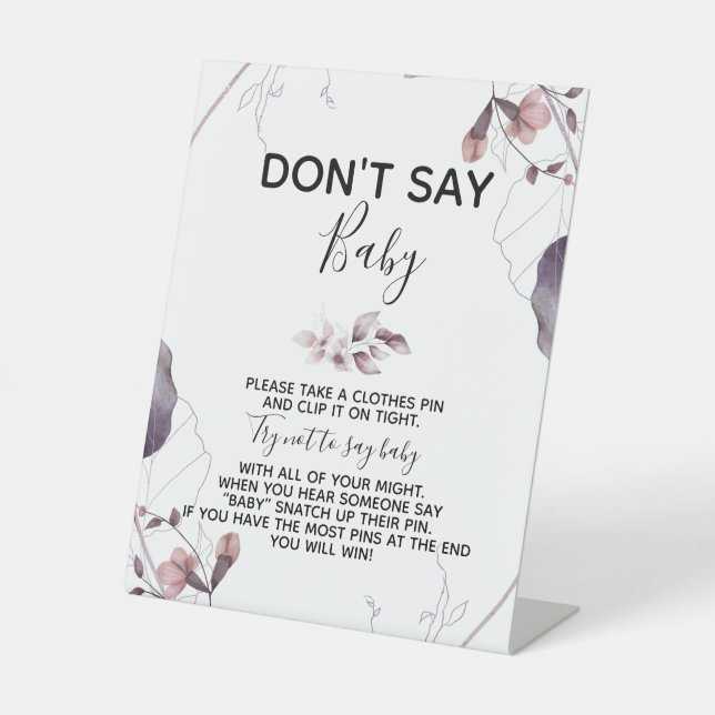 Signe De Table Baby shower de fleurs d'aquarelle violette (Recto)