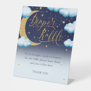 Signe De Table Baby shower de garçon au-dessus de la lune Déchets