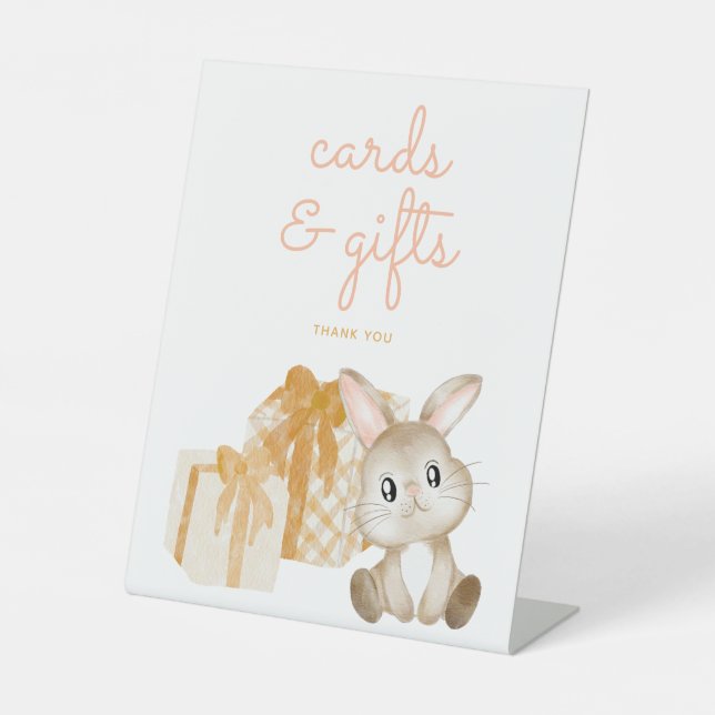 Signe De Table Baby shower de lapin d'aquarelle Cadeaux et cartes (Recto)