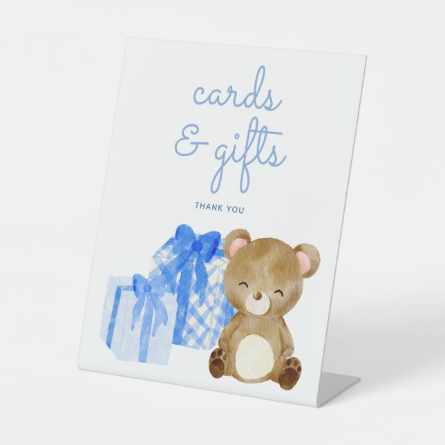 Signe De Table Baby shower de l'ours en peluche cadeaux et cartes (Recto)