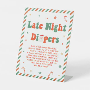 Signe De Table Baby shower de Noël Late Night Diapés