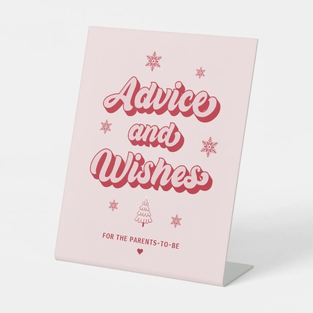 Signe De Table Baby shower de Noël rose rouge souhaits et conseil (Recto)