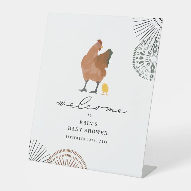 Signe De Table Baby shower de poulet Bienvenue Poster 8x10 (Recto)