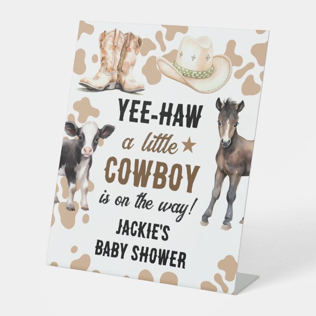 Signe De Table Baby shower de rodéo Little Cowboy (Recto)
