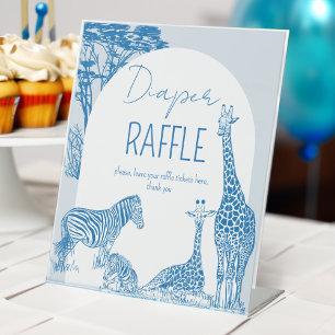 Signe De Table Baby shower de tombola Safari bleu toile