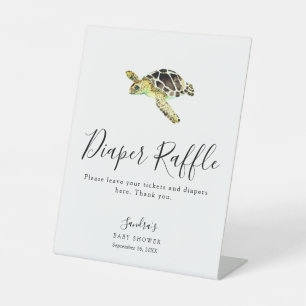 Signe De Table Baby shower de tortue de mer Jeu de raffle minimal
