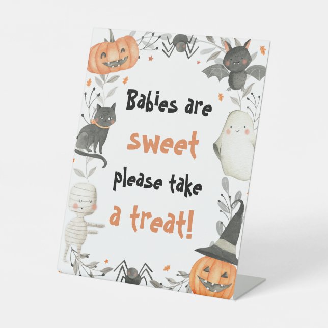 Signe De Table Baby shower d'Halloween mignon Bébés sont doux sig (Recto)