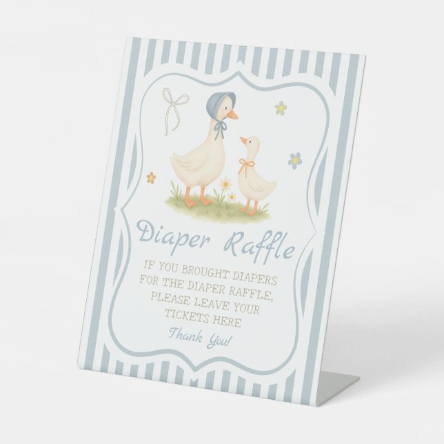Signe De Table Baby shower d'oie bête bleu Raffle (Recto)