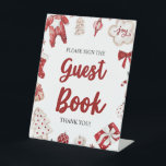 Signe De Table Baby shower du livre d'hôtes Red Winter Christmas<br><div class="desc">Red Winter Noël Invité Livre Baby shower Jeu</div>