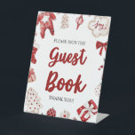 Signe De Table Baby shower du livre d'hôtes Red Winter Christmas<br><div class="desc">Red Winter Noël Invité Livre Baby shower Jeu</div>