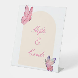 Signe De Table Baby shower ÉLÉGANT DE BUTTERFLITS ROSE BLANC