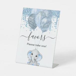 Signe De Table Baby shower éléphant garçon bleu ballons blanc fav