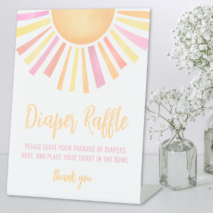 Signe De Table Baby Shower Fête Rose Raffle de Couches