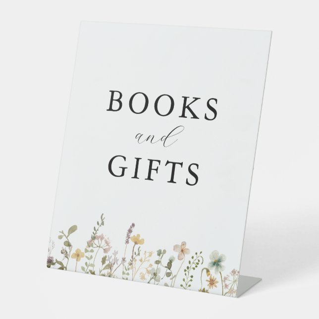 Signe De Table Baby shower Fleur sauvage Aquarelle Livres & Cadea (Recto)