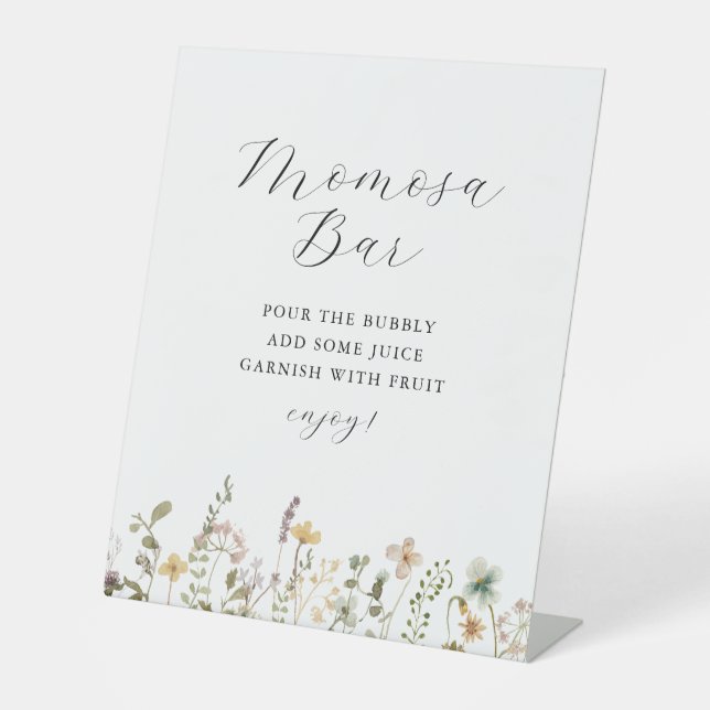 Signe De Table Baby shower Fleur sauvage aquarelle Momosa Bar (Recto)