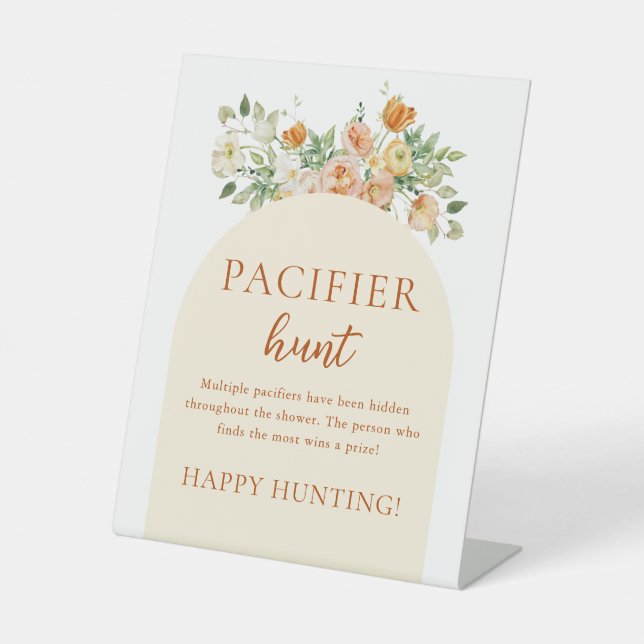 Signe De Table Baby shower Fleur sauvage de printemps Jeu de chas (Recto)