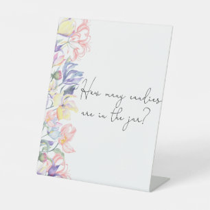 Signe De Table baby shower fleur sauvage Devine combien de bonbon