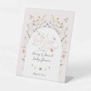Signe De Table Baby shower fleur sauvage Fille rose Fleur