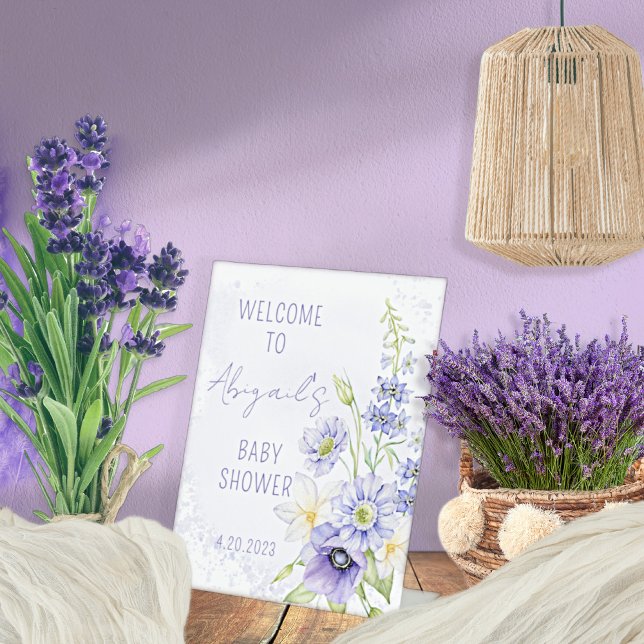 Signe De Table Baby shower Fleur sauvage Lavender Boho Bienvenue (Créateur téléchargé)