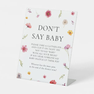 Signe De Table Baby shower fleur sauvage ne pas dire jeu de bébé