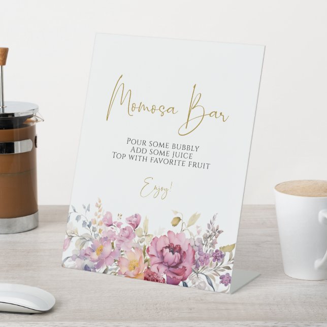 Signe De Table Baby shower Fleur sauvage violet Momosa Bar (In SItu)